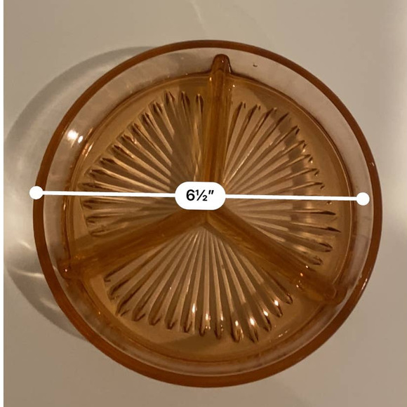 Pink Depression Glass Condiment Dish Three Compartments - Picture 7 of 7